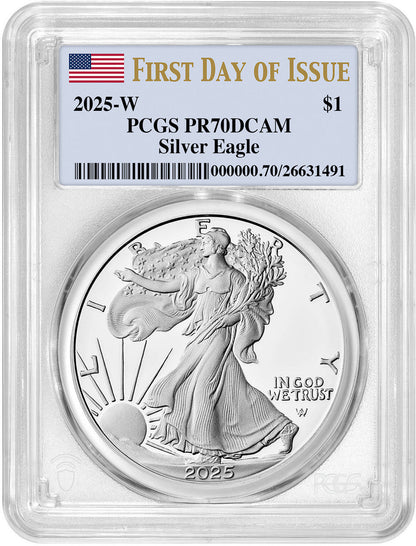 2025-W Silver Eagle First Day of Issue PCGS PR70DCAM