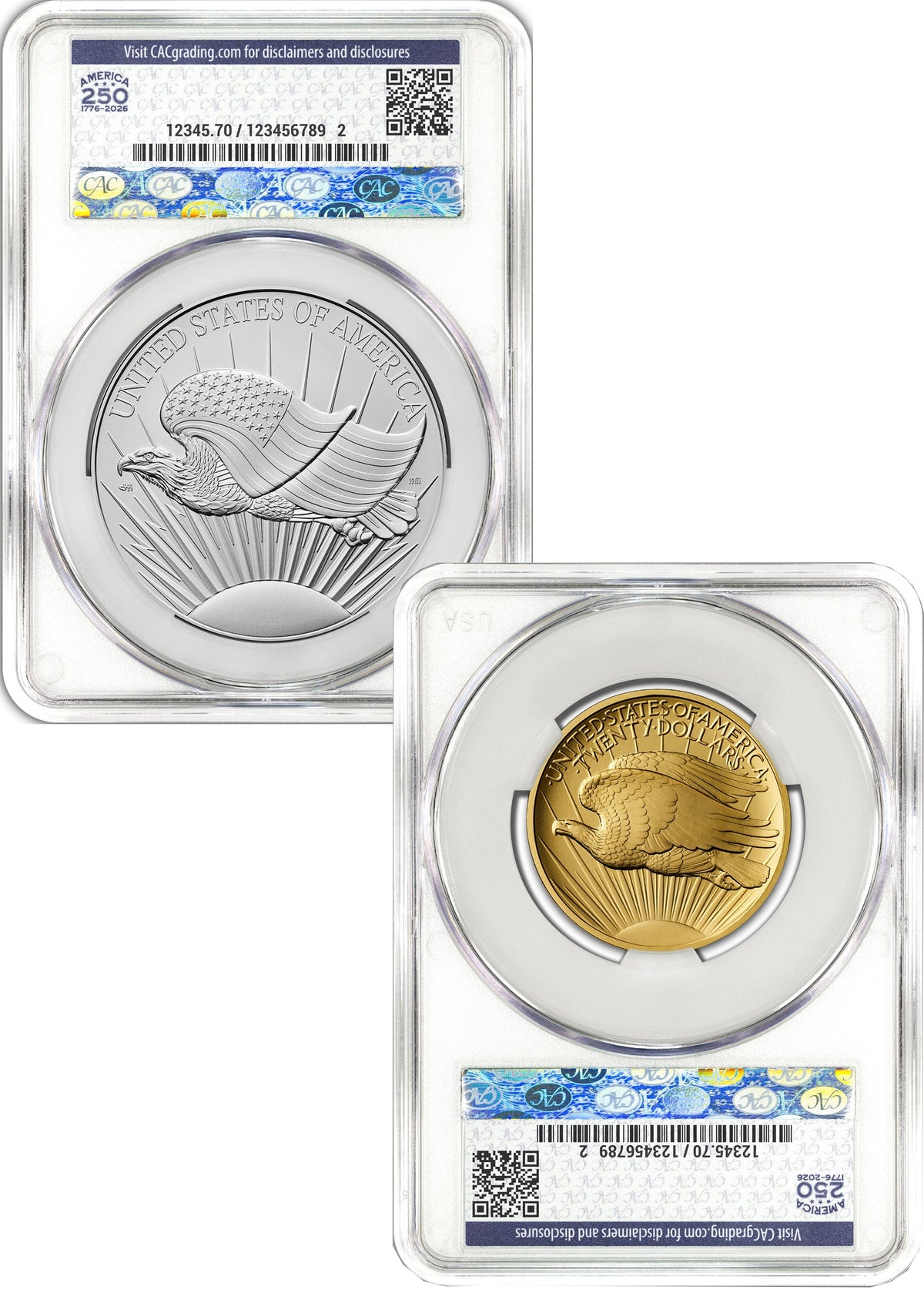 2026 Best of the Mint 1907 Saint-Gaudens High Relief Gold & Silver Set AD CAC SP70/MS70 Battlefield