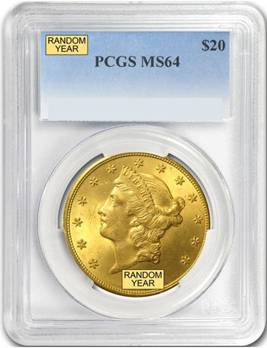 Random Date 1850-1907 Liberty $20 Gold Double Eagle PCGS MS64