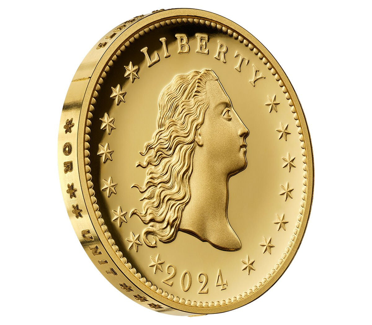 2024-W 230th Anniversary Flowing Hair Gold Dollar FDI PCGS PR70DCAM