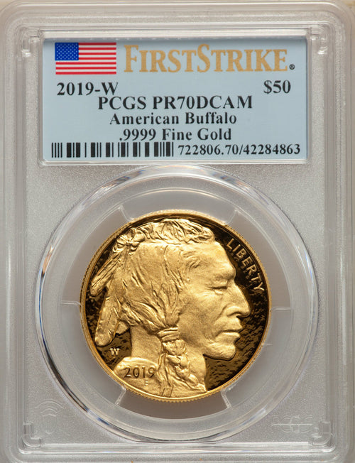 2019-W $50 One-Ounce American Buffalo .9999 Fine Gold First Strike PCGS PR70