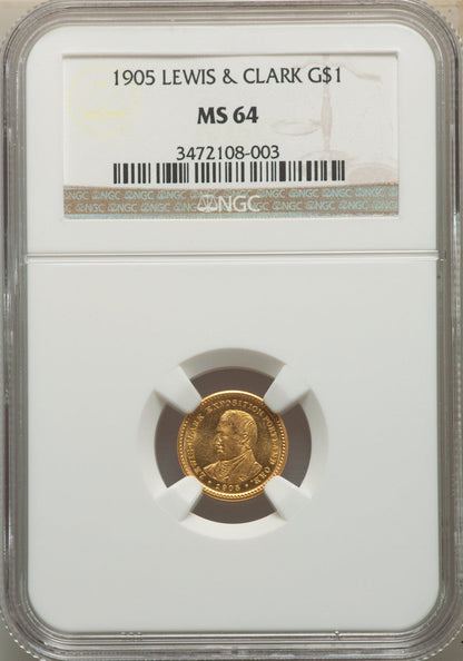 1905 G$1 Lewis and Clark Commemorative Gold NGC MS64