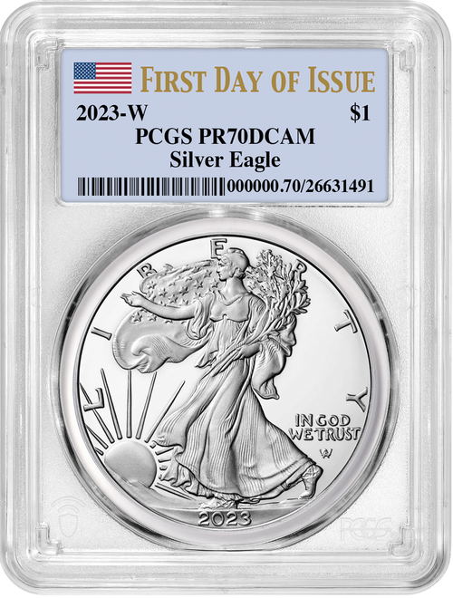 2023-W Proof Silver Eagle First Day of Issue PCGS PR70 Deep Cameo