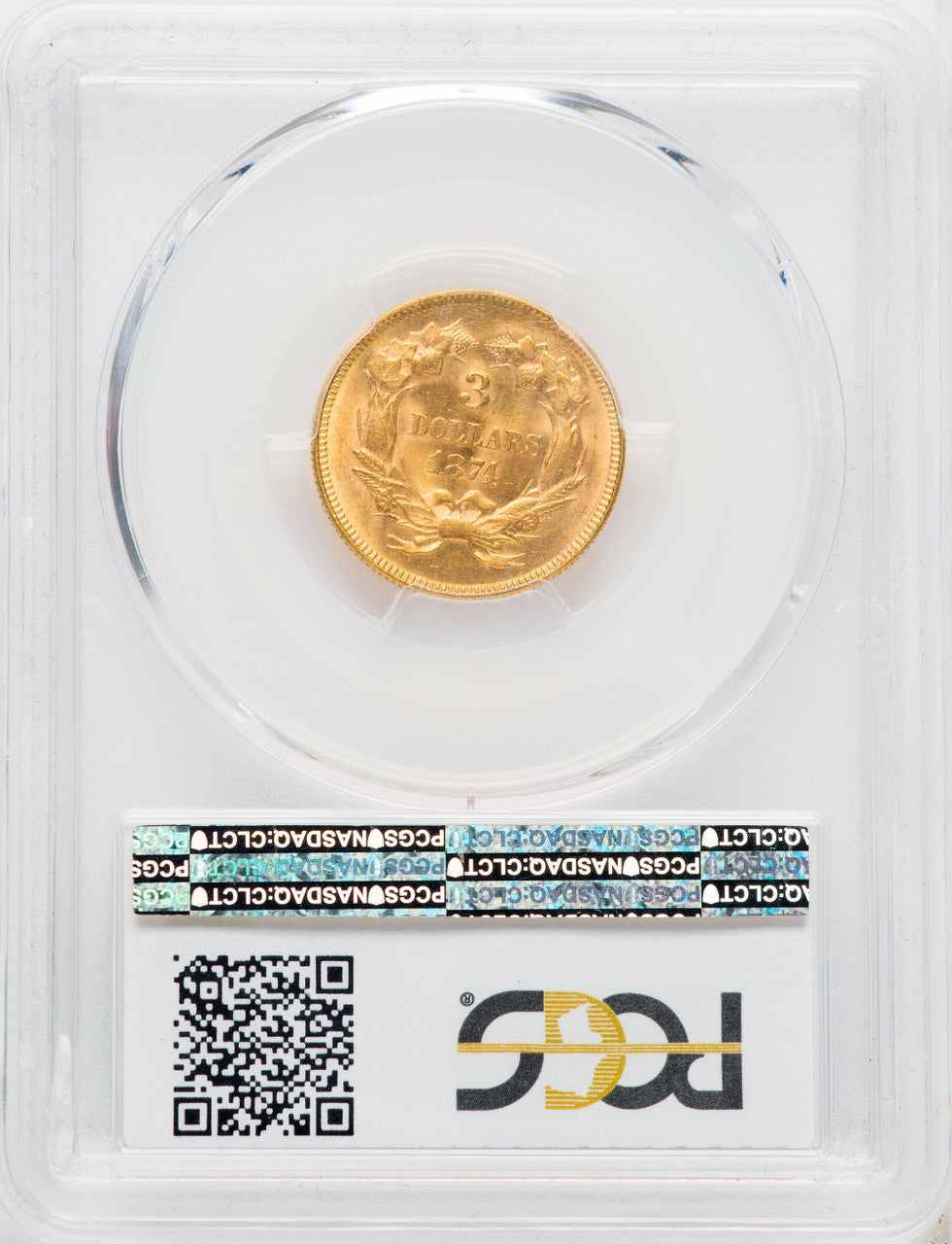 1874 $3 Three Dollar Gold Pieces PCGS MS63