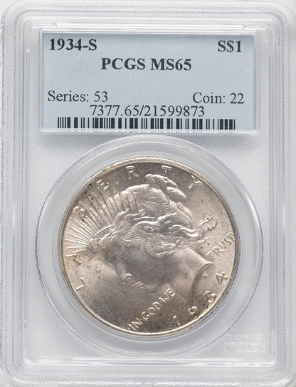 1934-S $1 Peace Dollar PCGS MS65
