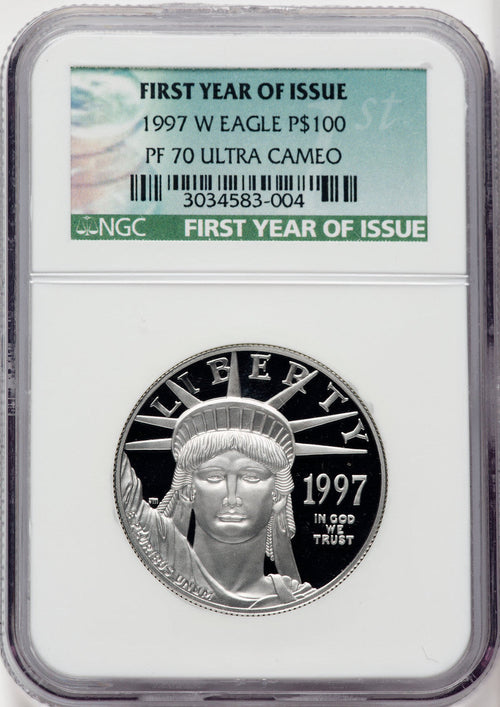 1997-W $100 One-Ounce Platinum Eagle First Year Issue NGC PF70