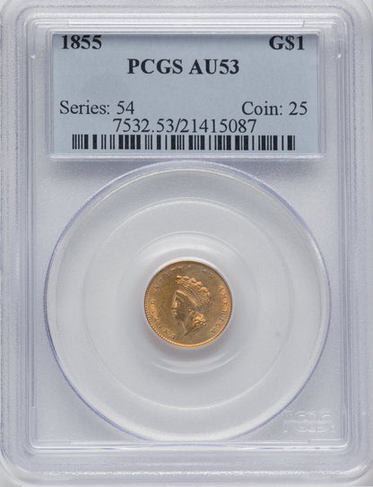 1855 G$1 Type Two Gold Dollar PCGS AU53