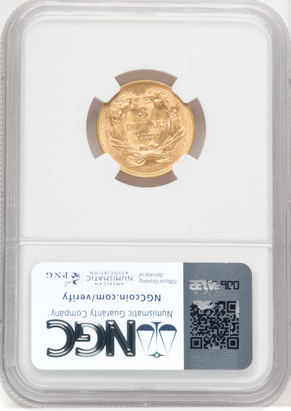 1878 $3 Three Dollar Gold Pieces NGC MS64 (767997002)