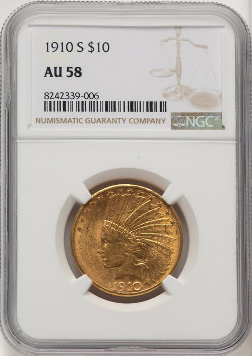 1910-S $10 Indian Eagle NGC AU58 (177269033)