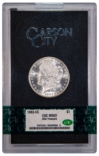 1883-CC $1 GSA Treasure Hoard Morgan Dollar CAC MS63