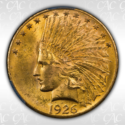 1926 $10 Indian Eagle CAC MS62
