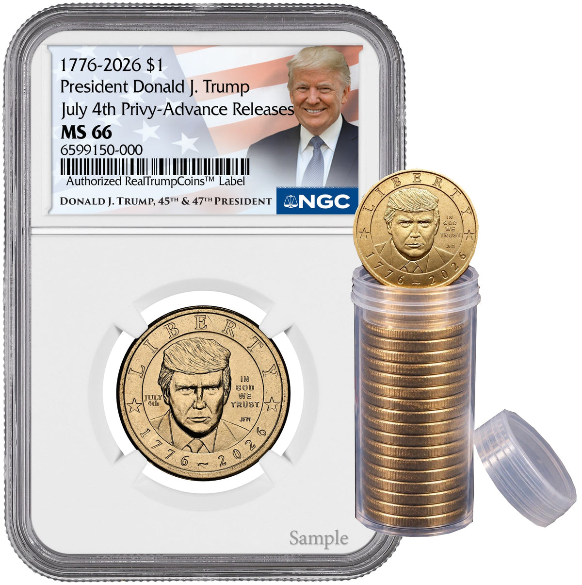 2026 President Donald J. Trump Semiquincentennial July 4th Privy AR NGC MS66 Trump