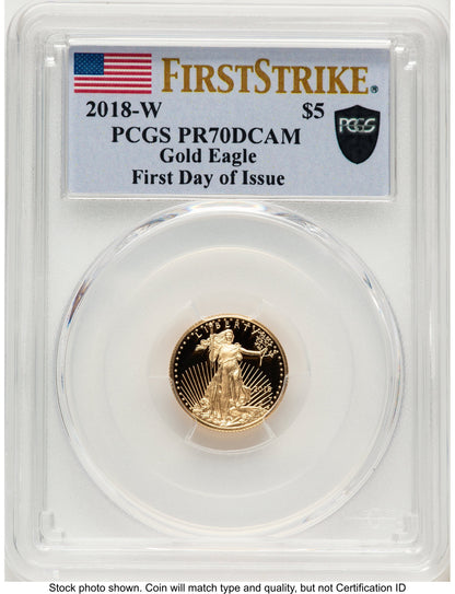 2018-W Proof Gold Eagle 1/10 oz FDI FS Flag PCGS PR70