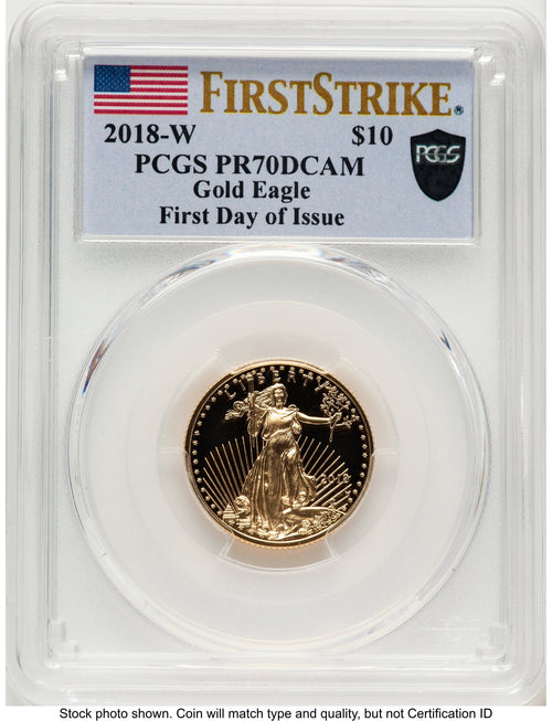 2018-W Proof Gold Eagle 1/4 oz FDI FS Flag PCGS PR70