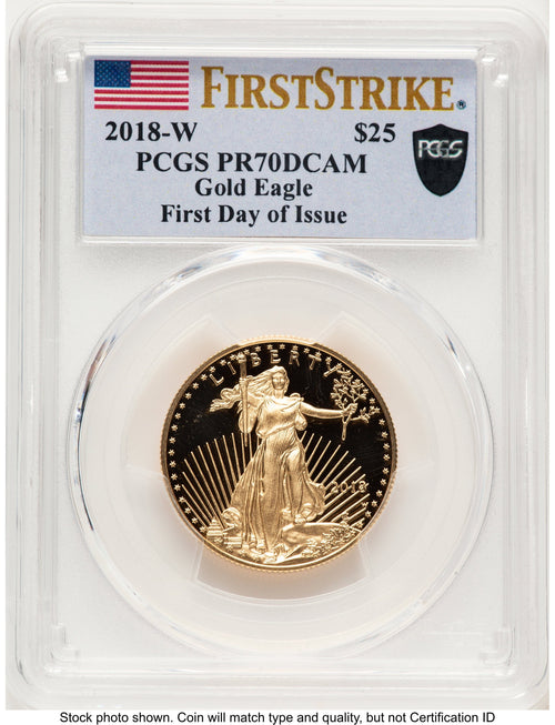 2018-W Proof Gold Eagle 1/2 oz FDI FS Flag PCGS PR70