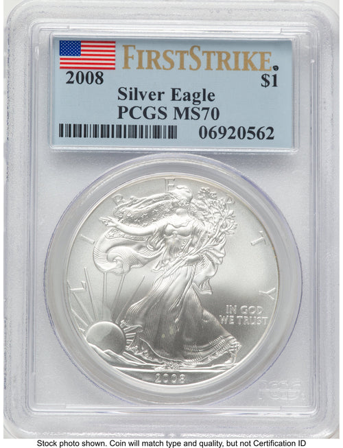 2008 Silver Eagle FS Flag PCGS MS70