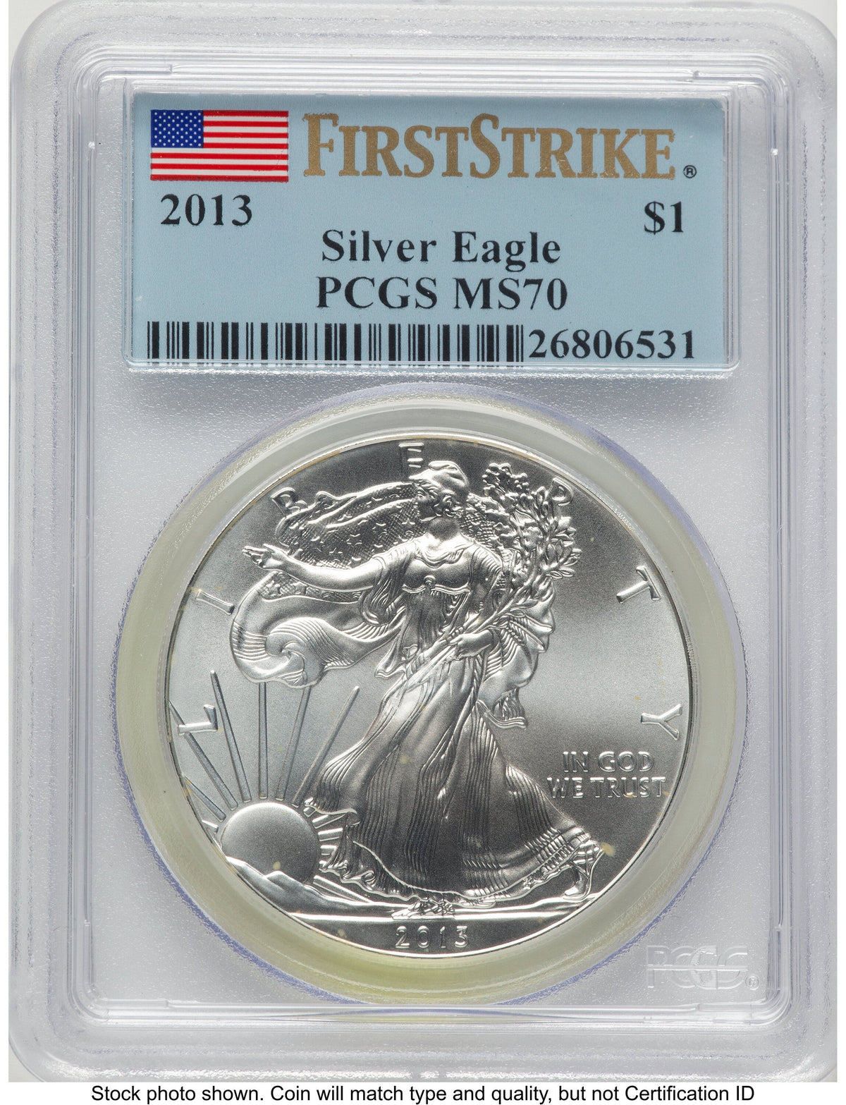 2013 Silver Eagle FS Flag PCGS MS70