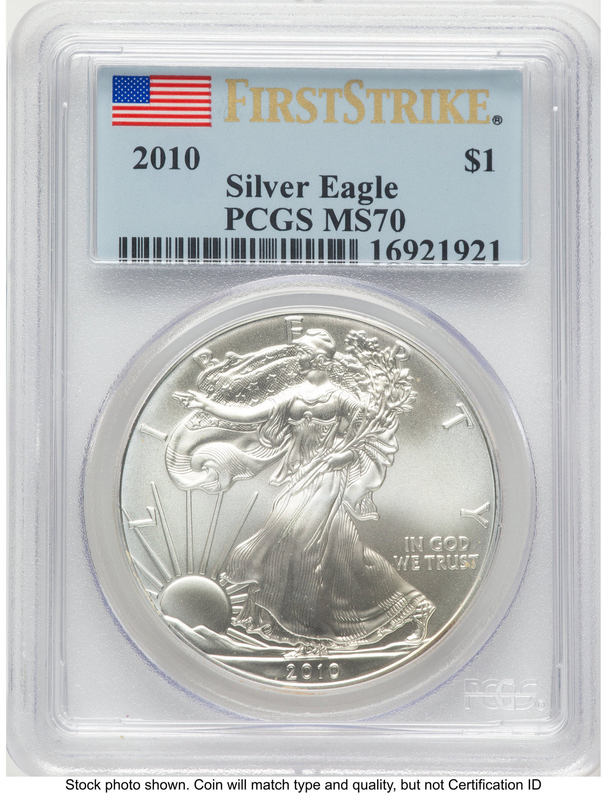 2010 Silver Eagle FS Flag PCGS MS70