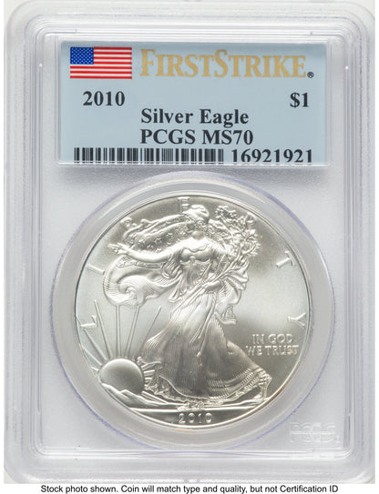 2010 Silver Eagle FS Flag PCGS MS70
