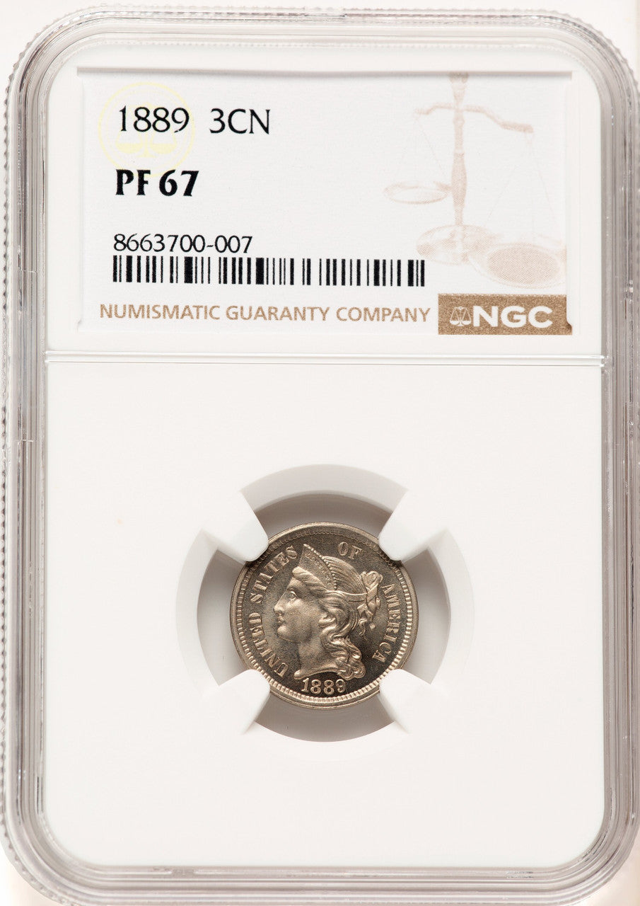1889 3CN Proof Three Cent Nickel NGC PR67