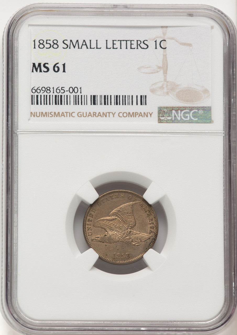 1858 1C SM LETTERS Flying Eagle Cent NGC MS61 (507651002)