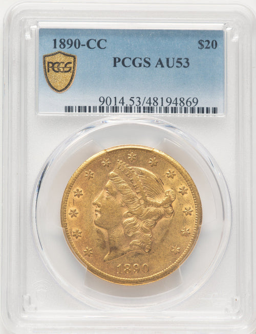 1890-CC $20 Liberty Double Eagle PCGS AU53 (507658012)