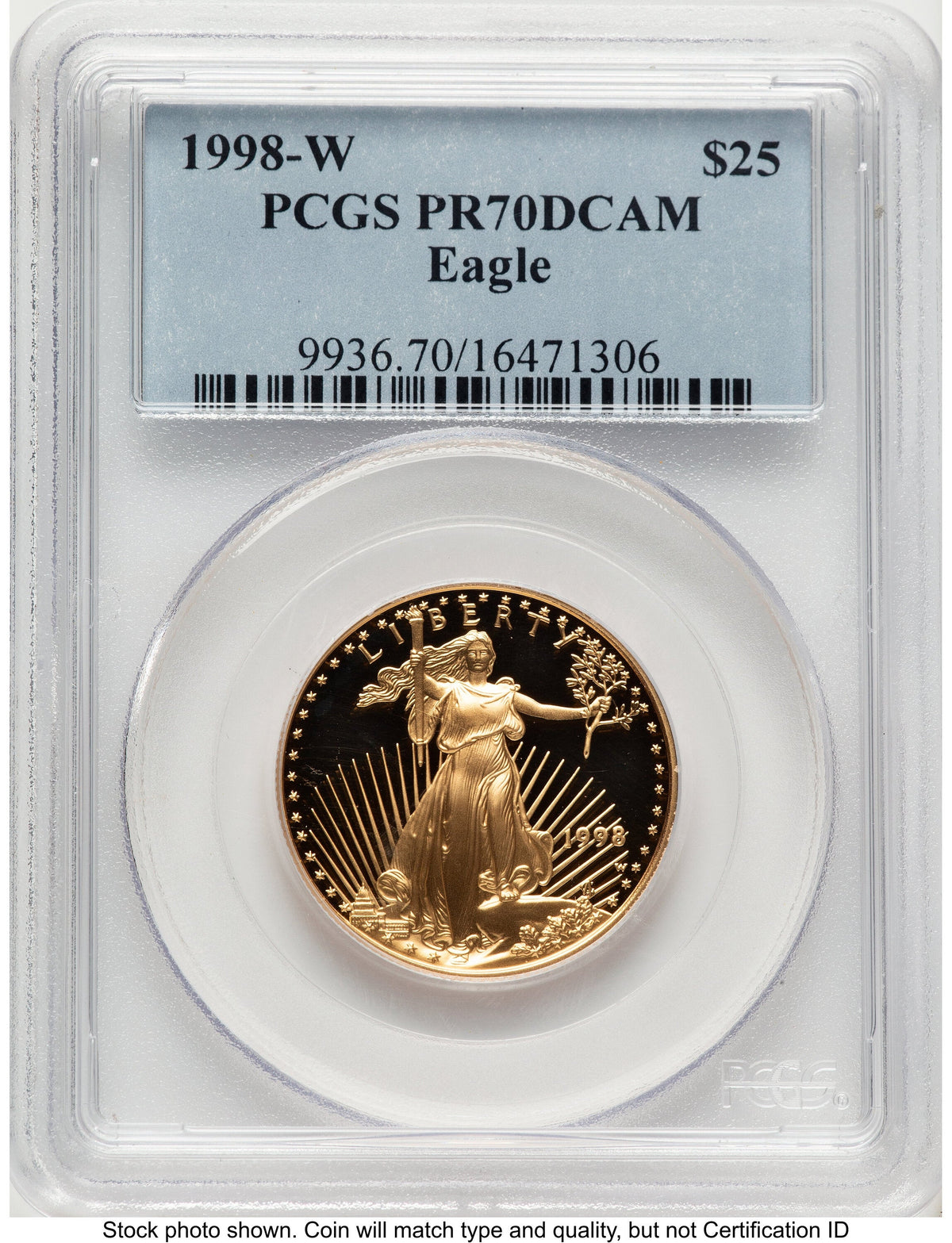 1998-W Proof Gold Eagle 1/2 oz Blue Label PCGS PR70