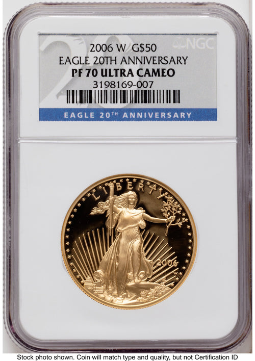 2006-W Proof Gold Eagle 1 oz 20th Anniversary NGC PF70