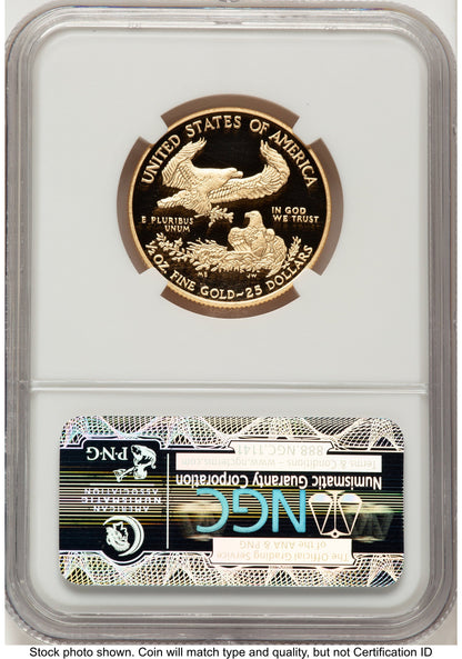 2013-W Proof Gold Eagle 1/2 oz ER Blue NGC PF70