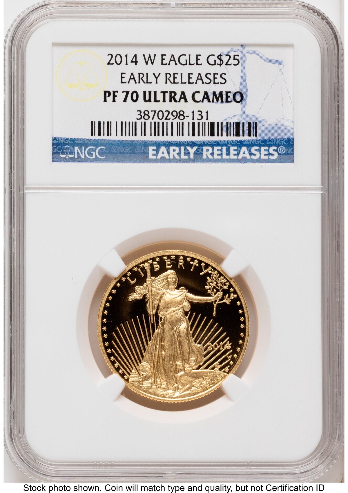 2014-W Proof Gold Eagle 1/2 oz ER Blue NGC PF70