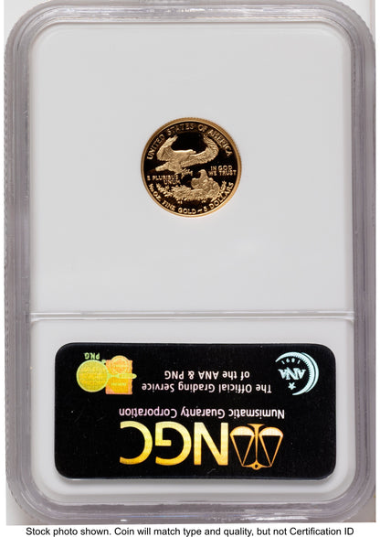 2008-W Proof Gold Eagle 1/10 oz ER Blue NGC PF70