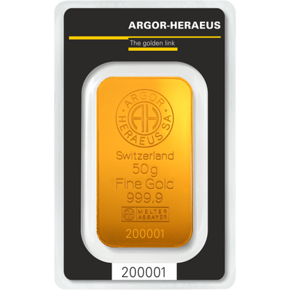 50 Gram Gold Bar Argor-Heraeus