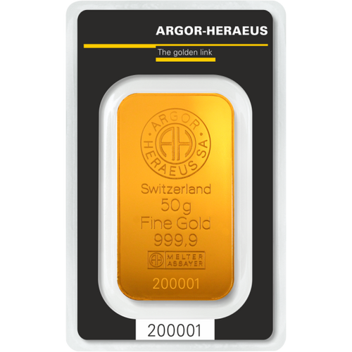 50 Gram Gold Bar Argor-Heraeus