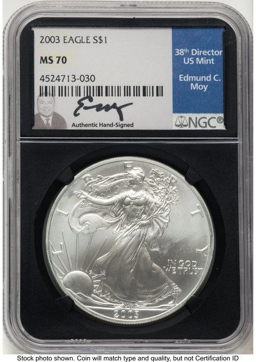 2003 Silver Eagle NGC MS70 Ed Moy