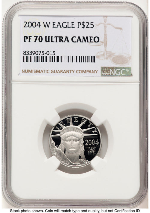 2004-W Proof Platinum Eagle 1/4 oz Brown Label NGC PF70 (520703027)