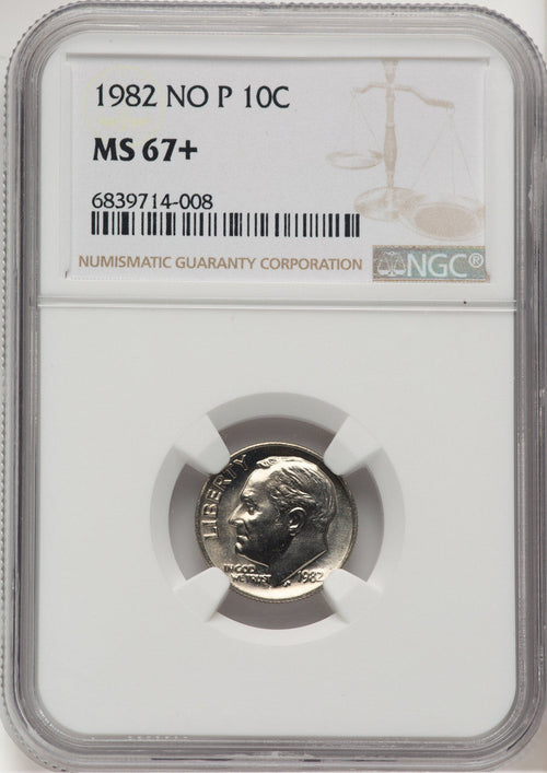 1982 10C NO P Roosevelt Dime NGC MS67+