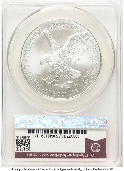 2025 Silver Eagle (Privy Mark) First Day of Delivery Red Book CACG MS70