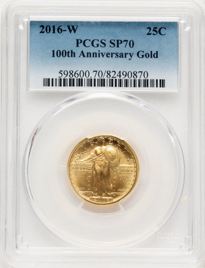 2016-W 25C Standing Liberty 100th Anniversary Gold Centennial Blue Gradient PCGS MS70 (521339149)