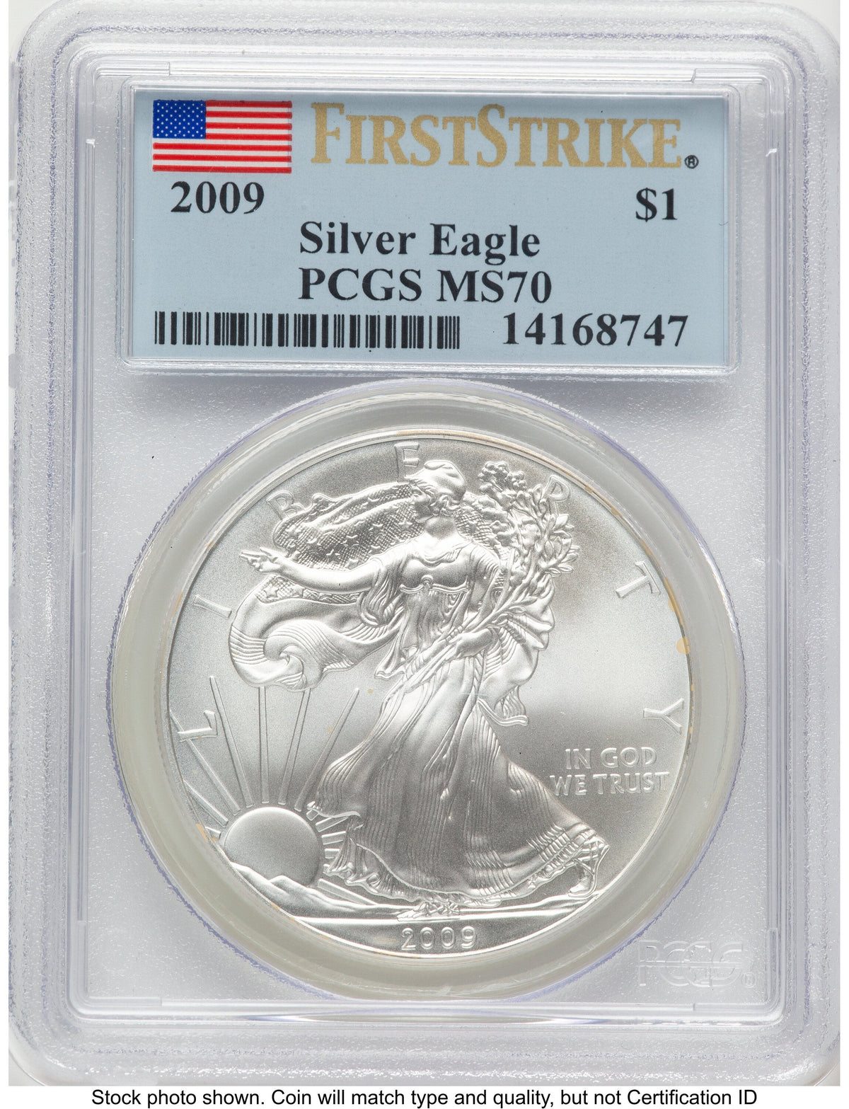 2009 Silver Eagle FS Flag PCGS MS70