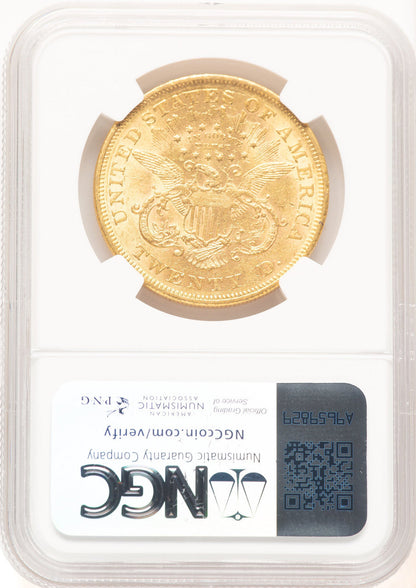 1866 $20 Liberty Double Eagle NGC AU58