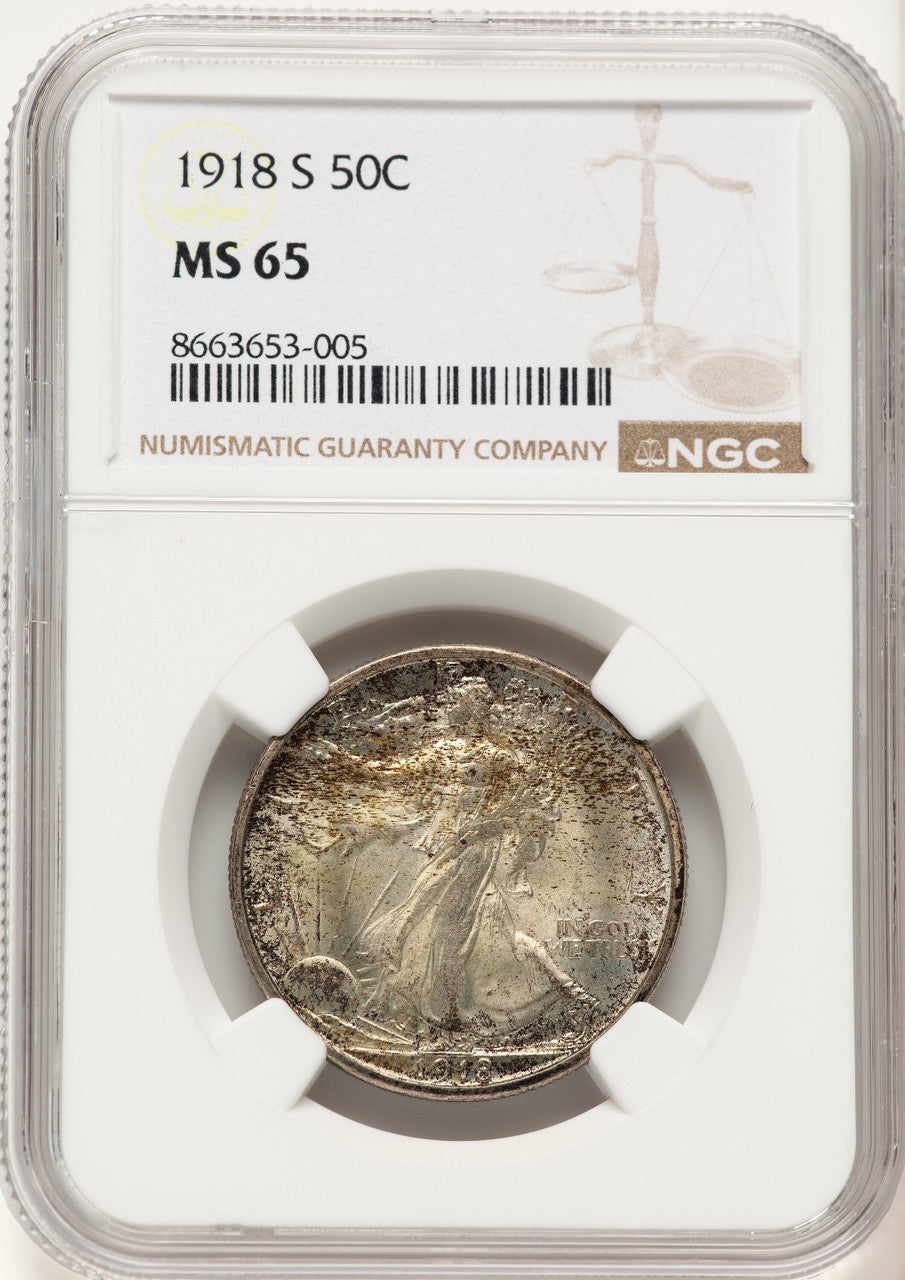 1918-S 50C Walking Liberty Half Dollar NGC MS65