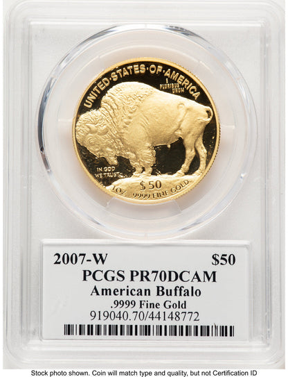 2007-W Proof Gold Buffalo 1 oz David Hall PCGS PR70