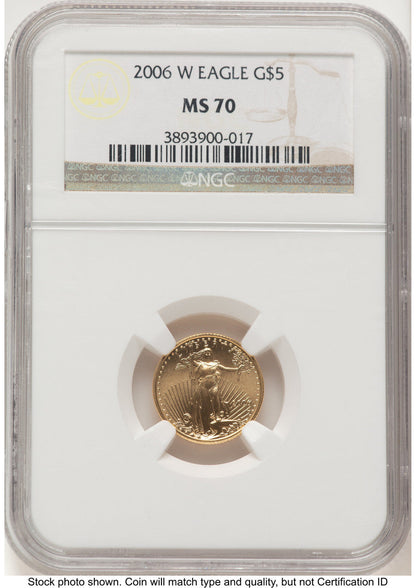 2006-W Burnished Gold Eagle 1/10 oz Brown Label NGC MS70 (522216008)