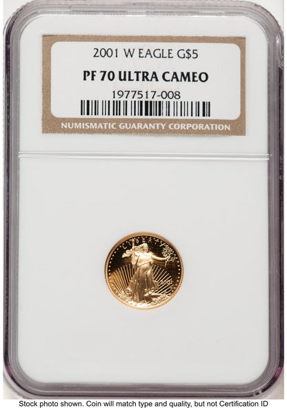 2001-W Proof Gold Eagle 1/10 oz Brown Label NGC PF70