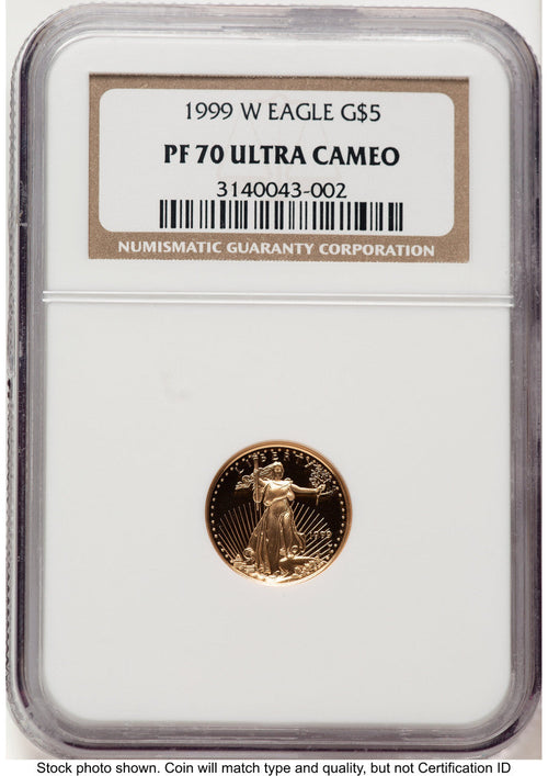 1999-W Proof Gold Eagle 1/10 oz Brown Label NGC PF70