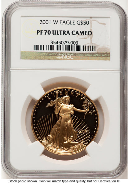 2001-W Proof Gold Eagle 1 oz Brown Label NGC PF70 (522240192)