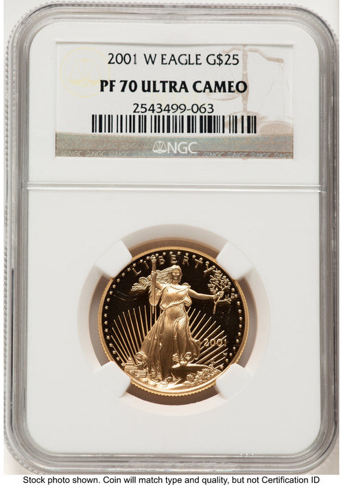 2001-W Proof Gold Eagle 1/2 oz Brown Label NGC PF70