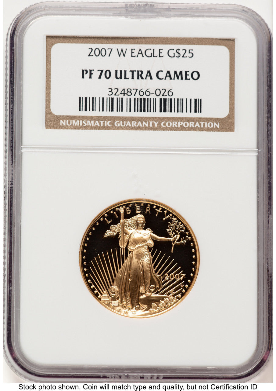 2007-W Proof Gold Eagle 1/2 oz Brown Label NGC PF70