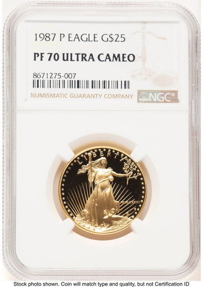 1987-P Proof Gold Eagle 1/2 oz Brown Label NGC PF70 (522240243)