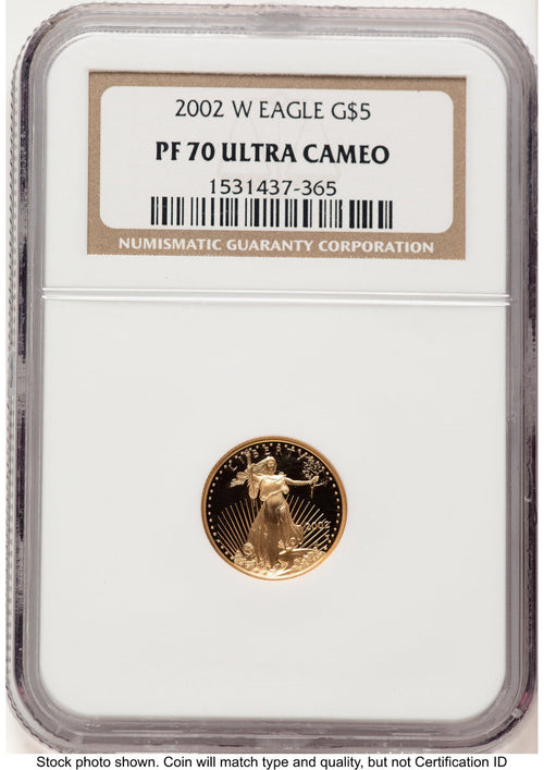 2002-W Proof Gold Eagle 1/10 oz Brown Label NGC PF70